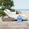 Outdoor Daybed Sunbed, Patio Rattan Loveseat Chaise Lounge with Adjustable Backrest and Cushions for Garden, Backyard -ModernLuxe - 3 of 4