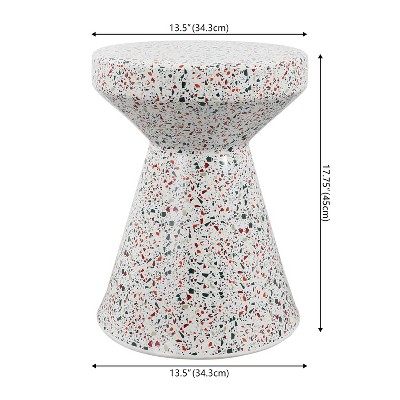 Xenia 17.75" White Ceramic Terrazzo Outdoor Accent Table
