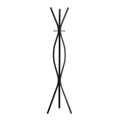 Monarch Specialties Coat Rack Hall Tree Free Standing 3 Hooks Entryway 72InchH Bedroom Metal Black Contemporary Modern