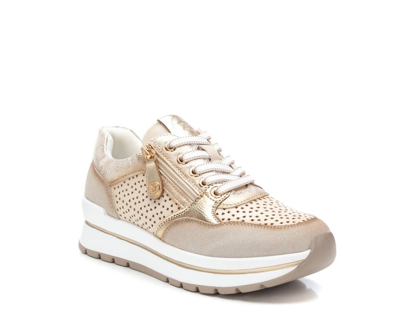 Женские кроссовки XTI Fashion Sneakers with side zipper 143729 Beige, цвет: Бежевый — фото 3
