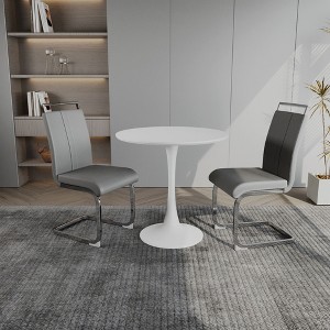 NicBex Round Dining Table for 2 Modern Kitchen Table Chairs Set with Pedestal Base and 2 PU Chairs for Dining Rooms - 1 of 4