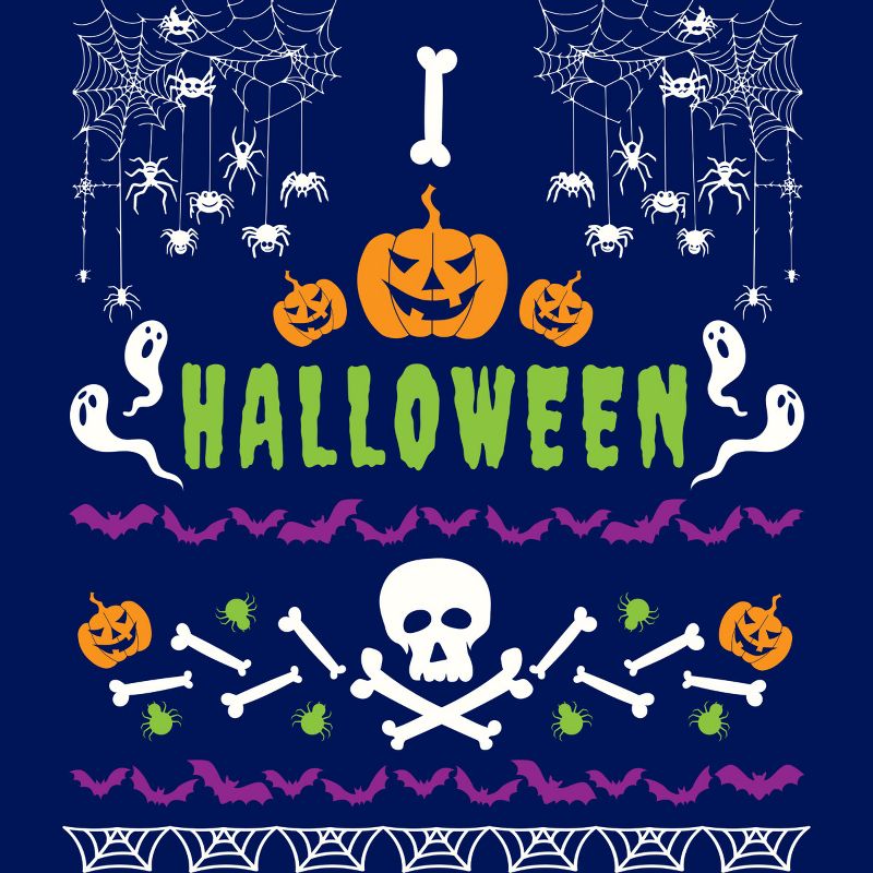 Junior's Design By Humans Halloween Lover Ugly Sweater By machmigo T-Shirt, 2 of 4