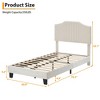 Twin Size Beige Velvet Upholstered Bed Frame with Headboard, Sturdy Metal Platform & Wooden Slats, No Box Spring Needed - 2 of 4