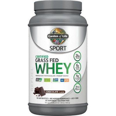 Garden of Life Sport Certified Grass Fed Whey Protein Powder - Chocolate 23.7 oz