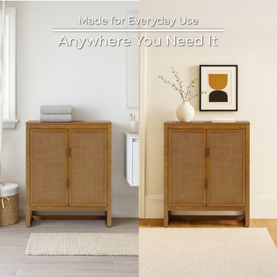 Hatteras Modern Boho Accent Cabinet with Solid Wood & Natural Rattan Accents-Teamson Home