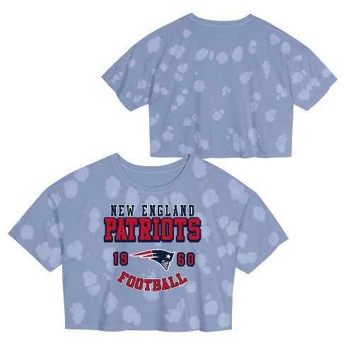 NFL New England Patriots Girls' Short Sleeve Bubble Tie-Dye Cropped T-Shirt - image 1 of 3