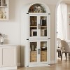 Arched Pantry Cabinet with Doors 71.4in Tall Wood Bookcase with 2 Drawers Farmhouse Kitchen Cupboard Modern Display Storage Cabinet - 3 of 4