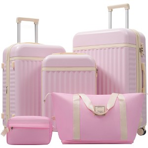 Kumasinova Hard-Shell Luggage,Set of 5,Expandable Suitcases with TSA Lock & Travel Bags,Front Opening Luggage with USB Ports,20"24"28" - 1 of 4