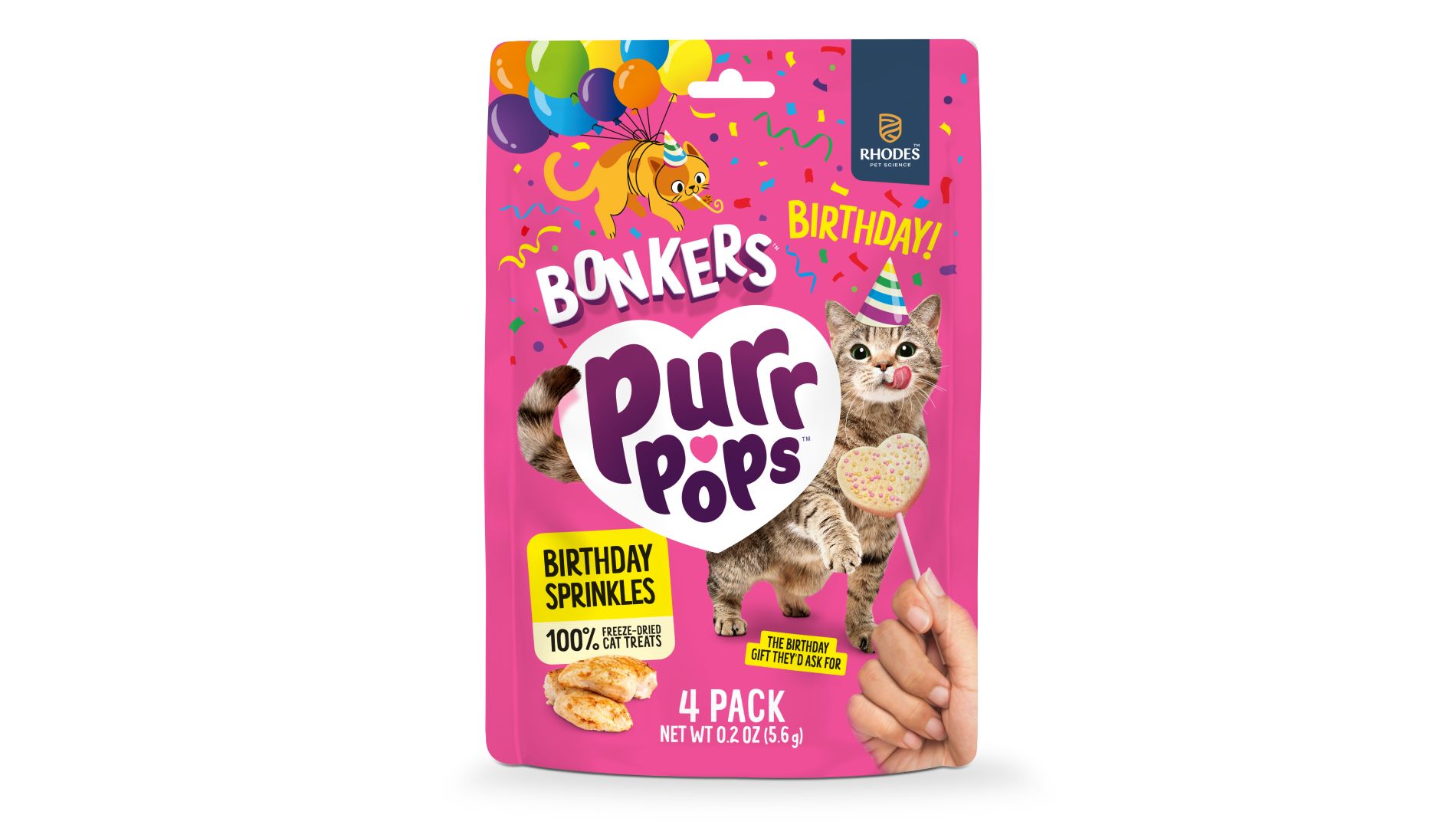 Bonkers Purrpops Chicken Flavor Birthday Pops Lickable Cat Treats - 4ct