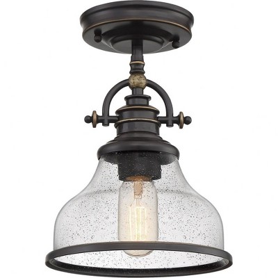 Grant 8" Bronze and Glass Mini Pendant Light