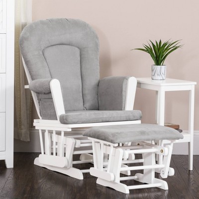 Child Craft Forever Eclectic Tranquil Glider and Ottoman - Matte White/Gray Microfiber