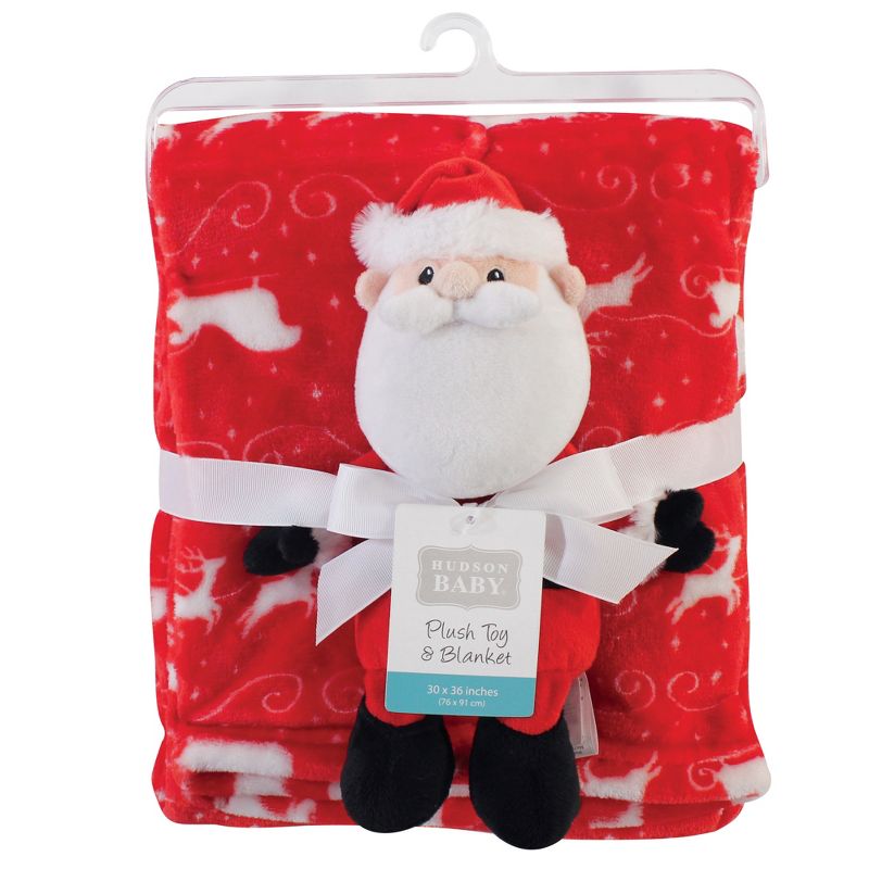 Hudson Baby Infant Plush Blanket with Toy, Santa, One Size, 2 of 3