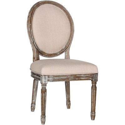Holloway Beige Linen Upholstered Side Chair with Rustic Oak Frame (Set of 2)