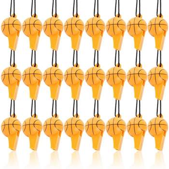 Blue Panda 24-Pack Mini Basketball Whistles for Birthday, Sports Theme Party Favor Supplies, 2.25 inches
