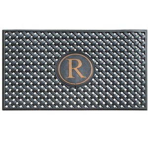 A1HC Natural Rubber Large Monogrammed Door Mat 24" x 39" Scrapes Shoes Clean of Dirt & Grime Doormat - 1 of 4