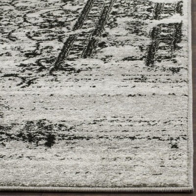 Silver and Black Synthetic 2'6" x 8' Runner Rug