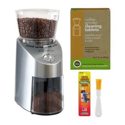 Capresso 565.05 Infinity Stainless Steel Conical Burr Grinder with Brush Bundle