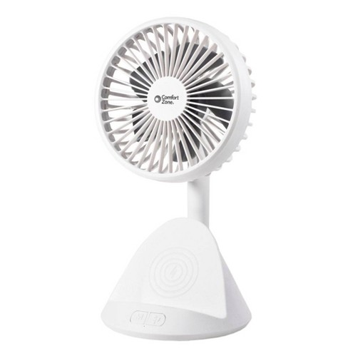 Comfort Zone Rechargeable Fan With Wireless Charger White Target