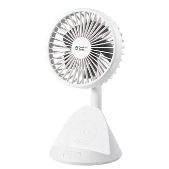 Comfort Zone Rechargeable Fan with Wireless Charger White