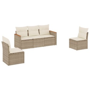 vidaXL Garden Sofa Set Beige PE rattan Medium Modular Garden Sofa Set - 1 of 4