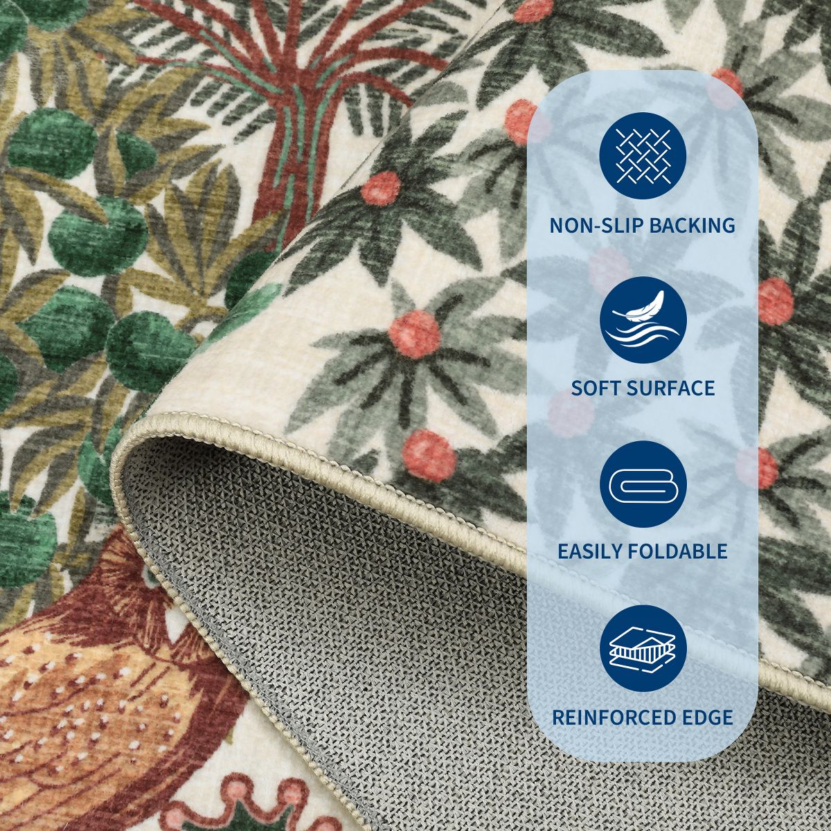 Jungle Rug Washable Area Rugs for Living Room Bedroom Soft Forest Animals Print Rugs - thumbnail 6