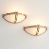 Possini Euro Design Deco Modern Wall Light Sconces Set of 2 Soft Gold Hardwire 13 3/4" Fixture Marbleized Glass for Bedroom Vanity - 2 of 4