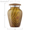Reminded Adult Cremation Memorial Urn for Human Ashes, Wood Grain Brass Funeral Urn with Velvet Bag - 4 of 4