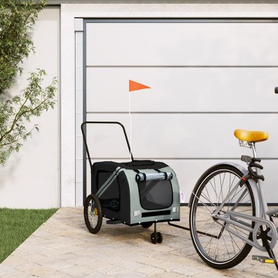 vidaXL Pet Bike Trailer Gray and Black Oxford Fabric and Iron 52.8" x 26.8" x 28.3"