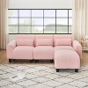 VYNXARIA The 84.6-inch pink teddy fleece creative sofa can be assembled into a two-seater sofa plus a single couch with three waist pillows - 3 of 4