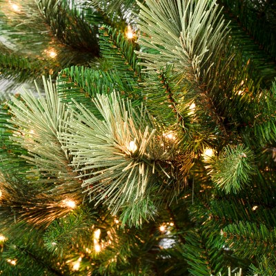 9-Foot Green Pine Slim Artificial Christmas Tree with Clear Lights