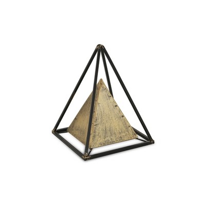 Cheung's Isaben Metal Bronze and Black Pyramid Décor