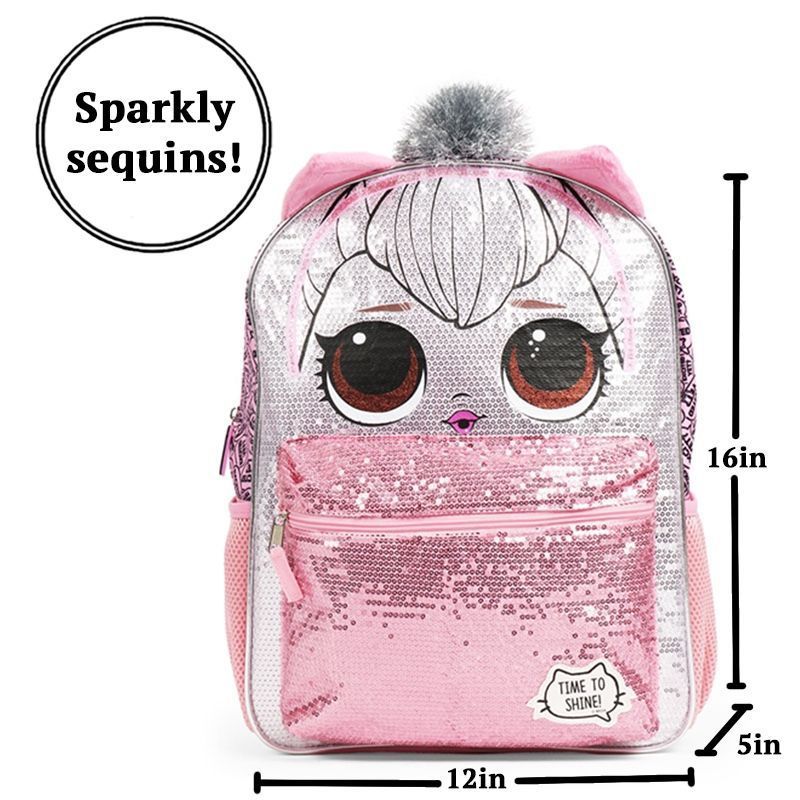 LOL Surprise Queen Kitty Backpack for Girls - 16 Inch - LOL School Bag Elementary School Size Pink, 2 of 7