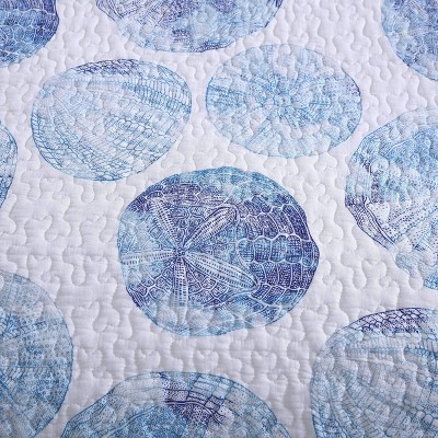 Seaside Serenity Blue Cotton Full/Queen Reversible Quilt Set
