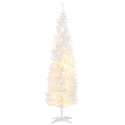 NAYSAYE 6FT Pre-Lit Artificial Christmas Tree Slim Pencil Shape with 390 Branch Tips for Indoor Holiday Home Decor, White, 19.75"*19.75"*72"