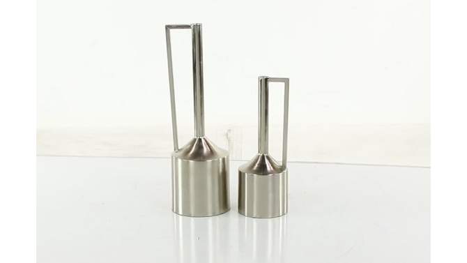 Set of 2 Modern Spouted Iron Vases Silver - Olivia &#38; May, 2 of 8, play video