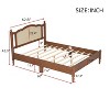 CAVINAS Full/Queen Size Bed Frame with Natural Rattan Headboard,Wooden Platform Bed with Wood Slats Support,Underbed Storage - 3 of 4
