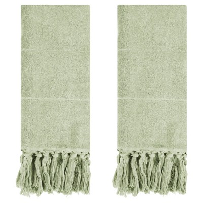 REGALWOVEN Cotton Bathroom Hand Towel with Tassel 14" x 30" 2 Pcs