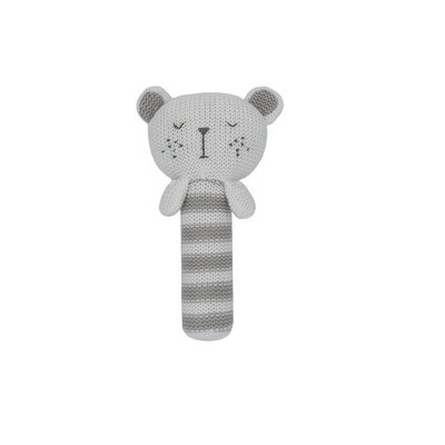 Living Textiles Baby Cotton Knitted Rattle - Brooklyn Bear