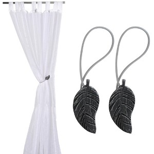 Evideco French Home Goods Magnetic Wooden Leaf Curtain Tiebacks - 1 of 4