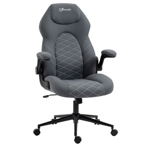 Vinsetto Ergonomic Office Chair Swivel High Back Computer Desk Chair with  Adjustable Height Flip Up Armrest Comfy Thick Padded Cushions Wheels Grey