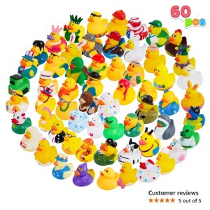 Joyfy 60 Pcs Rubber Ducks Random Assortment Ducks Bulk Mesh Carry Bag Rubber Duckies Baby Bath Toys Toddler Summer Pool Toys Birthday Gift Party Favor - 1 of 4