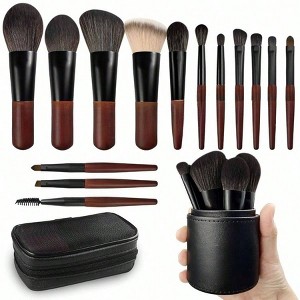 Travel Makeup Brush Set, 14 - Piece Mini Brushes for Foundation, Powder, Eyeshadow, Highlight, Contour, Blush Concealer - 1 of 4