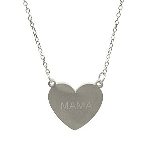 Adornia Tarnish Resistant Rhodium Plated Mama Heart Necklace - 1 of 3