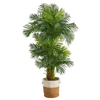 Nearly Natural 6-ft Hawaii Artificial Palm Tree in Handmade Natural Jute and Cotton Planter