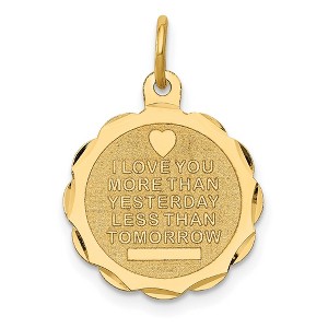 Black Bow Jewelry 14k Yellow Gold I Love You More Charm or Pendant, 16mm - 1 of 4