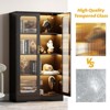 Display Storage Cabinet with LED Lights and Glass Doors, 4-Tier Pantry Cabinet, Black - 4 of 4
