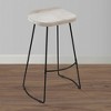 Royal Hampton 30 Inch Handcrafted Backless Barstool with Whitewashed Mango Wood Saddle Seat and Black Metal Base - 3 of 4