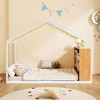 Twin Size Metal House Bed Frame with Shelves and Lights - 3 of 4