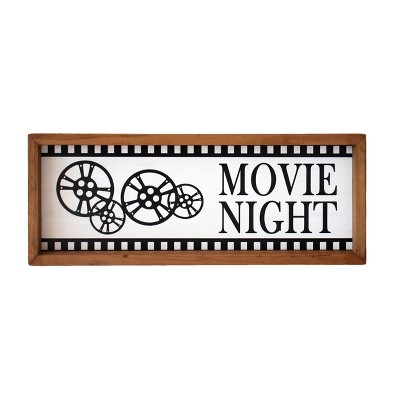 VIP Wood 18 in. White Movie Night Sign