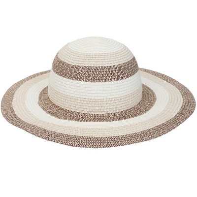 Magid Straw Striped Two Tone Color Block Floppy Sun Hat